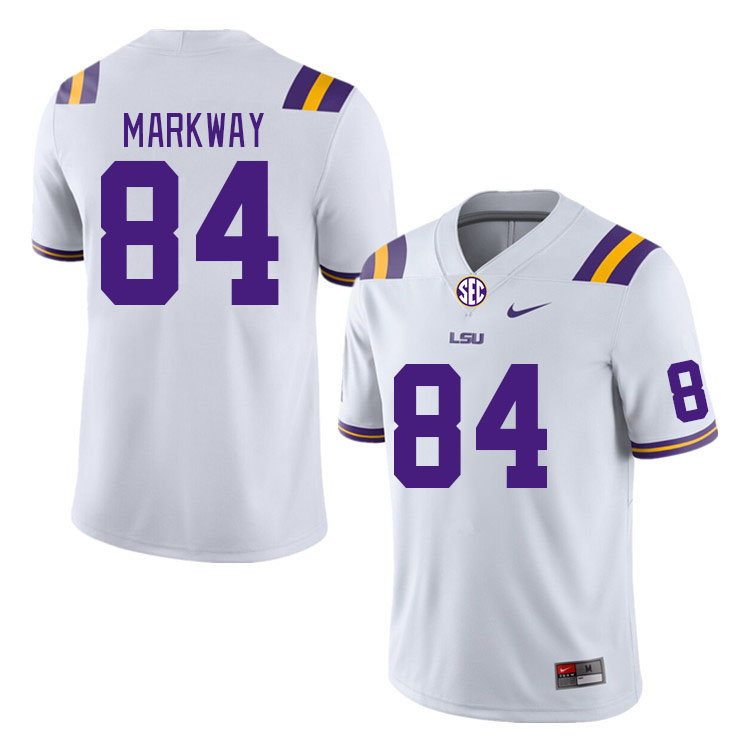 Men #84 Mac Markway LSU Tigers College Football Jerseys Stitched-White - Click Image to Close
